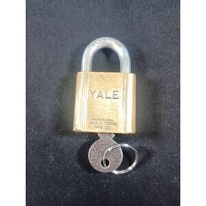 Yale Vintage Brass Lock W/key Made In U.S.A. Yale & Towne MFG. Co. Tested Retro